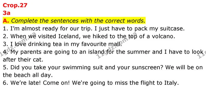 A. Complete the sentences with the correct words. — ГДЗ робочий зошит Англійська мова 7 клас Мітчелл