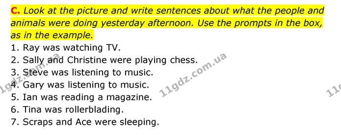 C. Look at the picture and write sentences about what the people and — ГДЗ Робочий зошит Англійська мова 6 клас Мітчелл