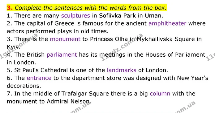 3. Complete the sentences with the words from the box. — ГДЗ Англійська мова 6 клас Карпюк 2023