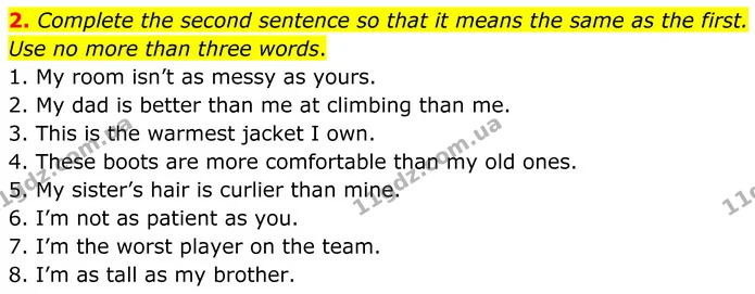 2. Complete the second sentence so that it means the same as the first. — ГДЗ Англійська мова 8 клас Стайрінг (Prepare)