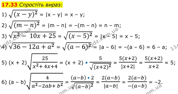 17.33 Спростіть вираз: — ГДЗ Алгебра 8 клас Істер