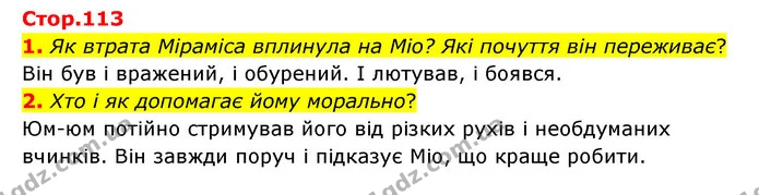 1. Як втрата Міраміса вплинула на Міо? Які почуття він переживає? — ГДЗ Зарубіжна література 6 клас Ніколенко