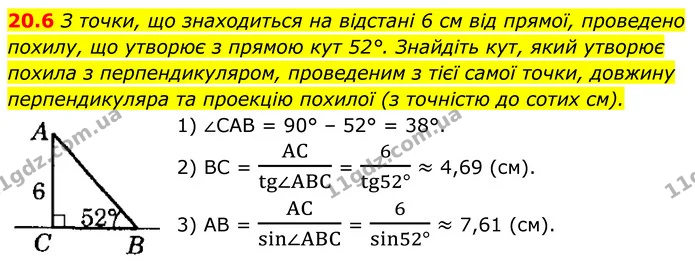 20.6 З точки, що знаходиться на відстані 6 см від прямої, проведено — ГДЗ Геометрія 8 клас Істер