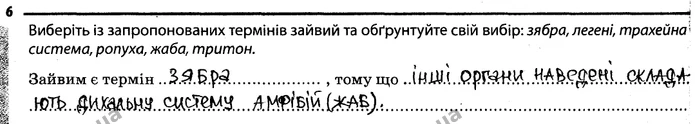 Стор. 34 — 6 — ГДЗ Робочий зошит Біологія 7 клас Задорожний — ГДЗ Робочий зошит Біологія 7 клас Задорожний