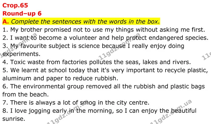 A. Complete the sentences with the words in the box. — ГДЗ робочий зошит Англійська мова 7 клас Мітчелл