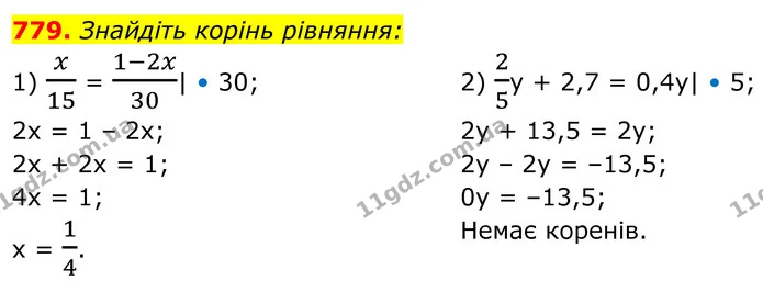 779. Знайдіть корінь рівняння: — ГДЗ Алгебра 7 клас Тарасенкова 2024
