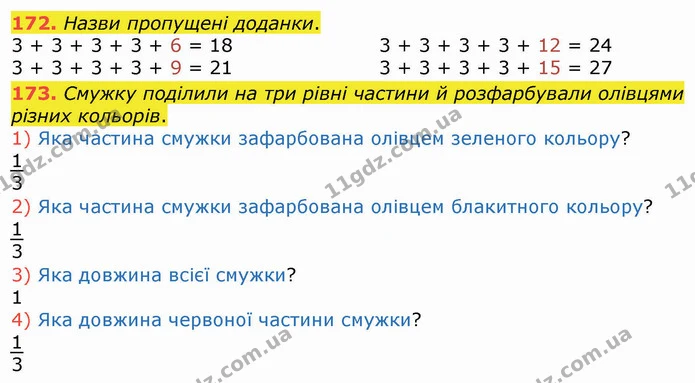 172. Назви пропущені доданки. — ГДЗ Математика 3 клас Листопад 1-2 ч.