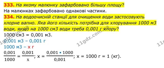 333. На якому малюнку зафарбовано більшу площу? — ГДЗ Математика 6 клас Бевз 1-2 ч.