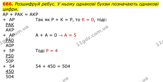 686. Розшифруй ребус. У ньому однакові букви позначають однакові цифри. — ГДЗ Математика 3 клас Лишенко (1, 2 частина)