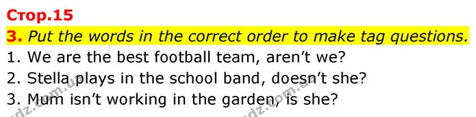 3. Put the words in the correct order to make tag questions. — ГДЗ Англійська мова 7 клас Карпюк