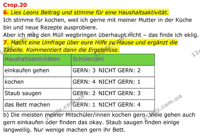 6. Lies Leons Beitrag und stimme für eine Haushaltsaktivität. — ГДЗ Німецька мова 8 клас Сотникова (2025) 4 рік