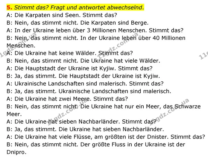 5. Stimmt das? Fragt und antwortet abwechselnd. — ГДЗ Німецька мова 6 клас Сотникова 2 рік (2023)