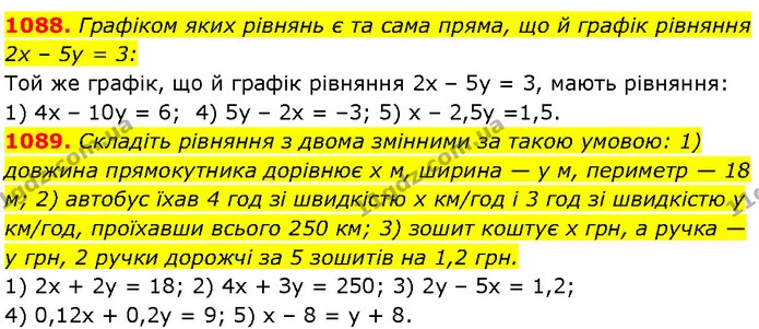 1088. Графіком яких рівнянь є та сама пряма, що й графік рівняння — Алгебра 7 клас Мерзляк 2024