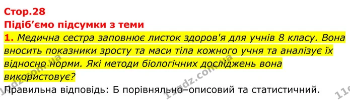 Стор. 28 — 4 — ГДЗ Біологія 8 клас Балан — ГДЗ Біологія 8 клас Балан
