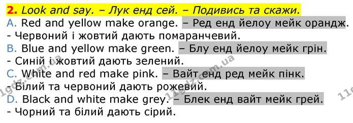 2. Look and say. – Лук енд сей. – Подивись та скажи. — ГДЗ Англійська мова 2 клас Мітчелл