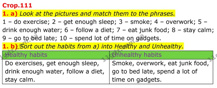 1. a) Look at the pictures and match them to the phrases. — ГДЗ Англійська мова 8 клас Карпюк 2025