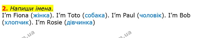 2. Напиши імена. — ГДЗ Зошит Англійська мова 3 клас Карпюк