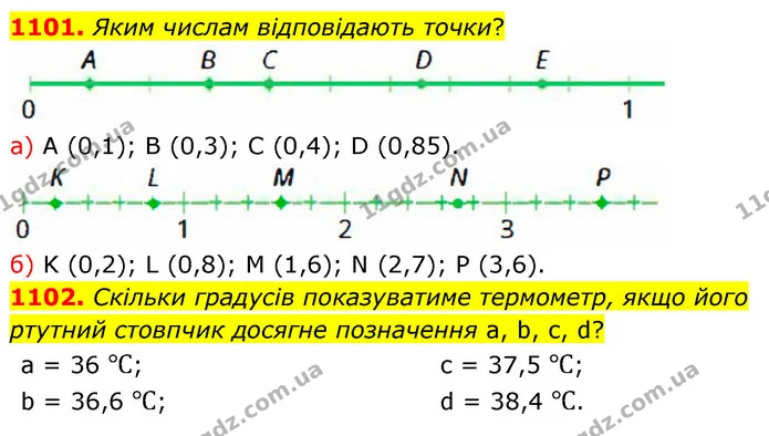 1101. Яким числам відповідають точки? — ГДЗ Математика 5 клас Бевз