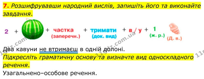 7. Розшифрувавши народний вислів, запишіть його та виконайте завдання. — ГДЗ Українська мова 8 клас Авраменко