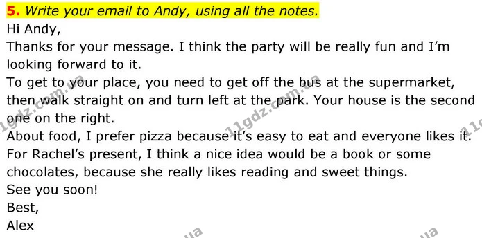 5. Write your email to Andy, using all the notes. — ГДЗ робочий зошит Англійська мова 8 клас Гарет Джонс 2025
