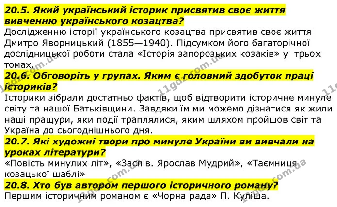 20.5. Який український історик присвятив своє життя вивченню українського козацтва? — ГДЗ Вступ до історії 5 клас Гісем