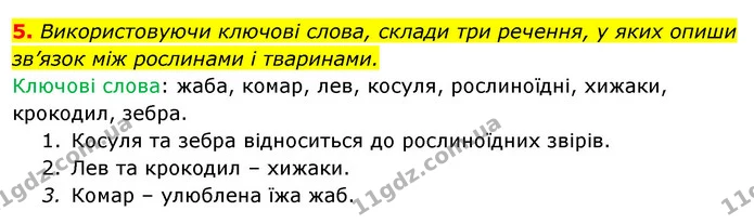 5. Використовуючи ключові слова, склади три речення, у яких опиши — ГДЗ Робочий зошит Я досліджую світ 4 клас Гільберг