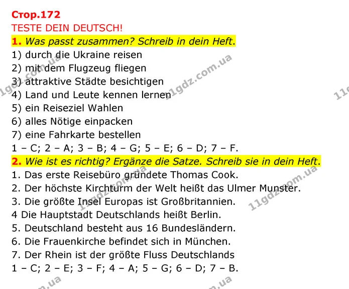 1. Was passt zusammen? Schreib in dein Heft. — ГДЗ Німецька мова 8 клас Сидоренко