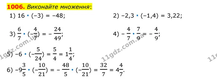 1006. Виконайте множення: — ГДЗ Математика 6 клас Мерзляк 2023 1-2 ч.