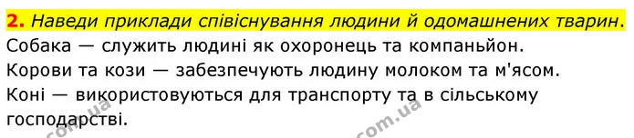 2. Наведи приклади співіснування людини й одомашнених тварин. — ГДЗ робочий зошит Біологія 7 клас Тагліна