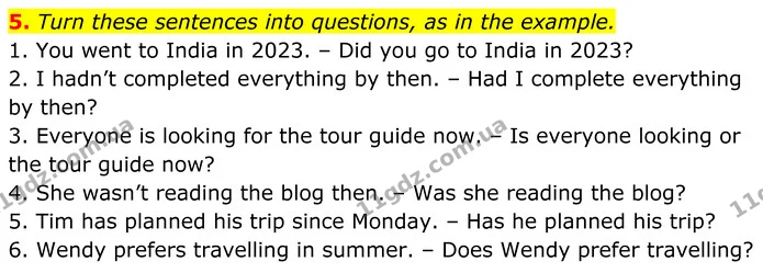 5. Turn these sentences into questions, as in the example. — ГДЗ Англійська мова 8 клас Карпюк 2025
