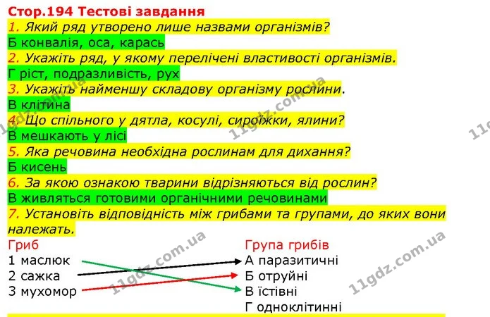 1. Який ряд утворено лише назвами організмів? — ГДЗ Природознавство 5 клас Ярошенко