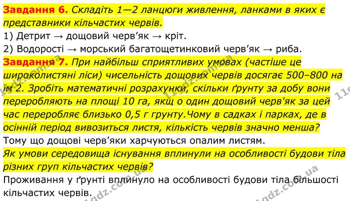 6. Складіть 1—2 ланцюги живлення, ланками в яких є представники кільчастих червів. — ГДЗ Робочий зошит Біологія 7 клас Мирна 2024