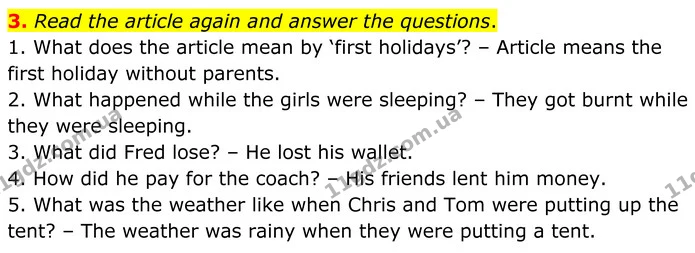 3. Read the article again and answer the questions. — ГДЗ Англійська мова 7 клас Коста
