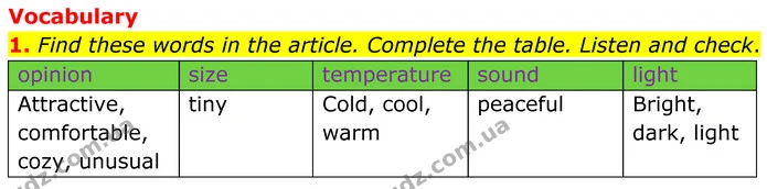 1. Find these words in the article. Complete the table. Listen and check. — ГДЗ Англійська мова 7 клас Коста