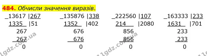 484. Обчисли значення виразів. — ГДЗ Математика 4 клас Оляницька