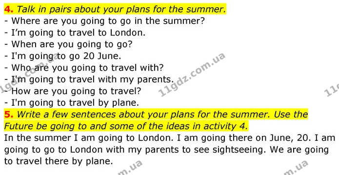 4. Talk in pairs about your plans for the summer. — ГДЗ Англійська мова 5 клас Мітчелл