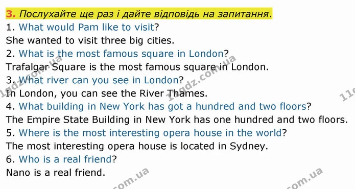3. Послухайте ще раз і дайте відповідь на запитання. — ГДЗ Англійська мова 5 клас Карпюк 2022