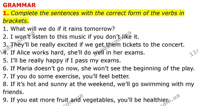 1. Complete the sentences with the correct form of the verbs in brackets. — ГДЗ робочий зошит Англійська мова 7 клас Prepare