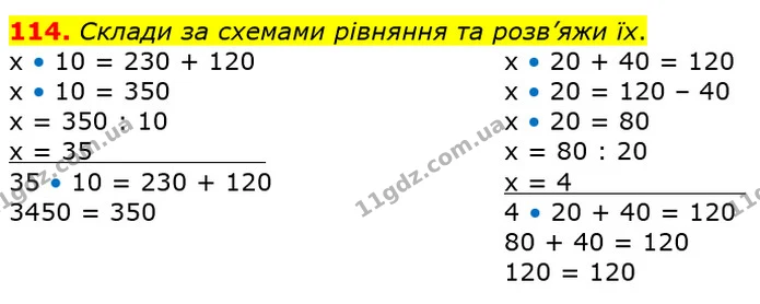114. Склади за схемами рівняння та розв’яжи їх. — ГДЗ Математика 4 клас Лишенко 1-2 ч.