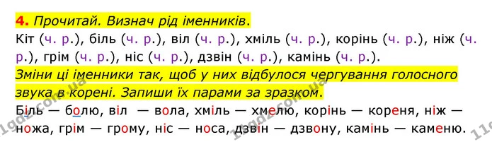4. Прочитай. Визнач рід іменників. — ГДЗ Українська мова 4 клас Чабайовська