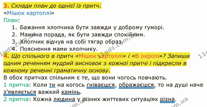 3. Склади план до однієї із притч. — ГДЗ Українська мова та читання 4 клас Остапенко 1 ч.