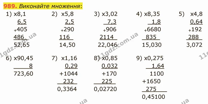 989. Виконайте множення: — ГДЗ Математика 5 клас Мерзляк