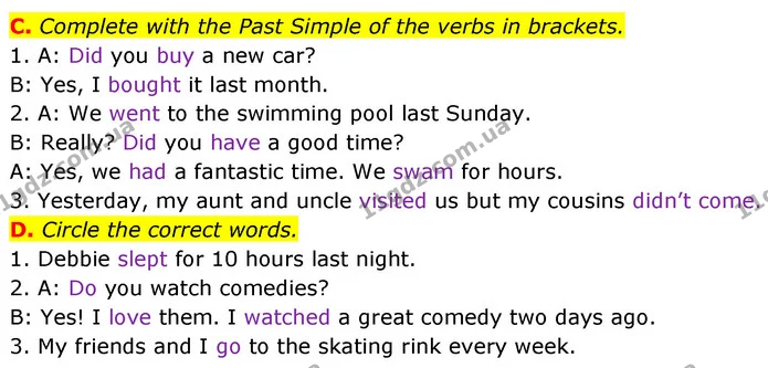 C. Complete with the Past Simple of the verbs in brackets. — ГДЗ Збірник тестів Англійська мова 5 клас Мітчелл (Test Booklet)