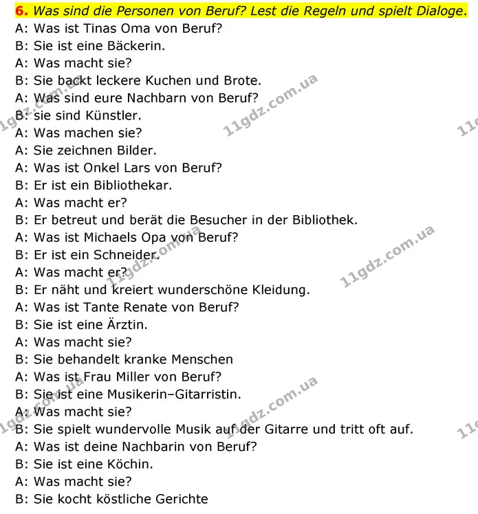 6. Was sind die Personen von Beruf? Lest die Regeln und spielt Dialoge. — ГДЗ Німецька мова 6 клас Сотникова 2 рік (2023)