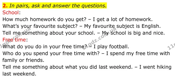 2. In pairs, ask and answer the questions. — ГДЗ Англійська мова 7 клас Коста