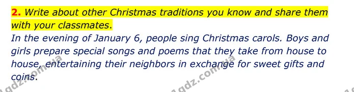 2. Write about other Christmas traditions you know and share them with your classmates. — ГДЗ Робочий зошит Англійська мова 5 клас Карпюк