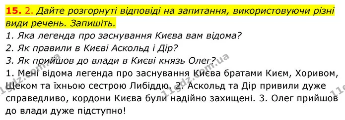 15. 2. Дайте розгорнуті відповіді на запитання, використовуючи різні — ГДЗ Відповіді Українська мова 6 клас Єрмоленко