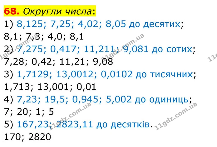 68. Округли числа: — ГДЗ Математика 6 клас Істер 2023 1-2 ч.