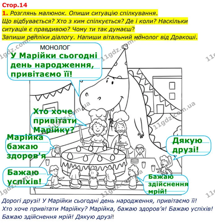 1. Розглянь малюнок. Опиши ситуацію спілкування. — ГДЗ Робочий зошит Українська мова 4 клас Большакова