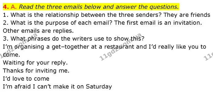 4. A. Read the three emails below and answer the questions. — ГДЗ Англійська мова 7 клас Мітчелл